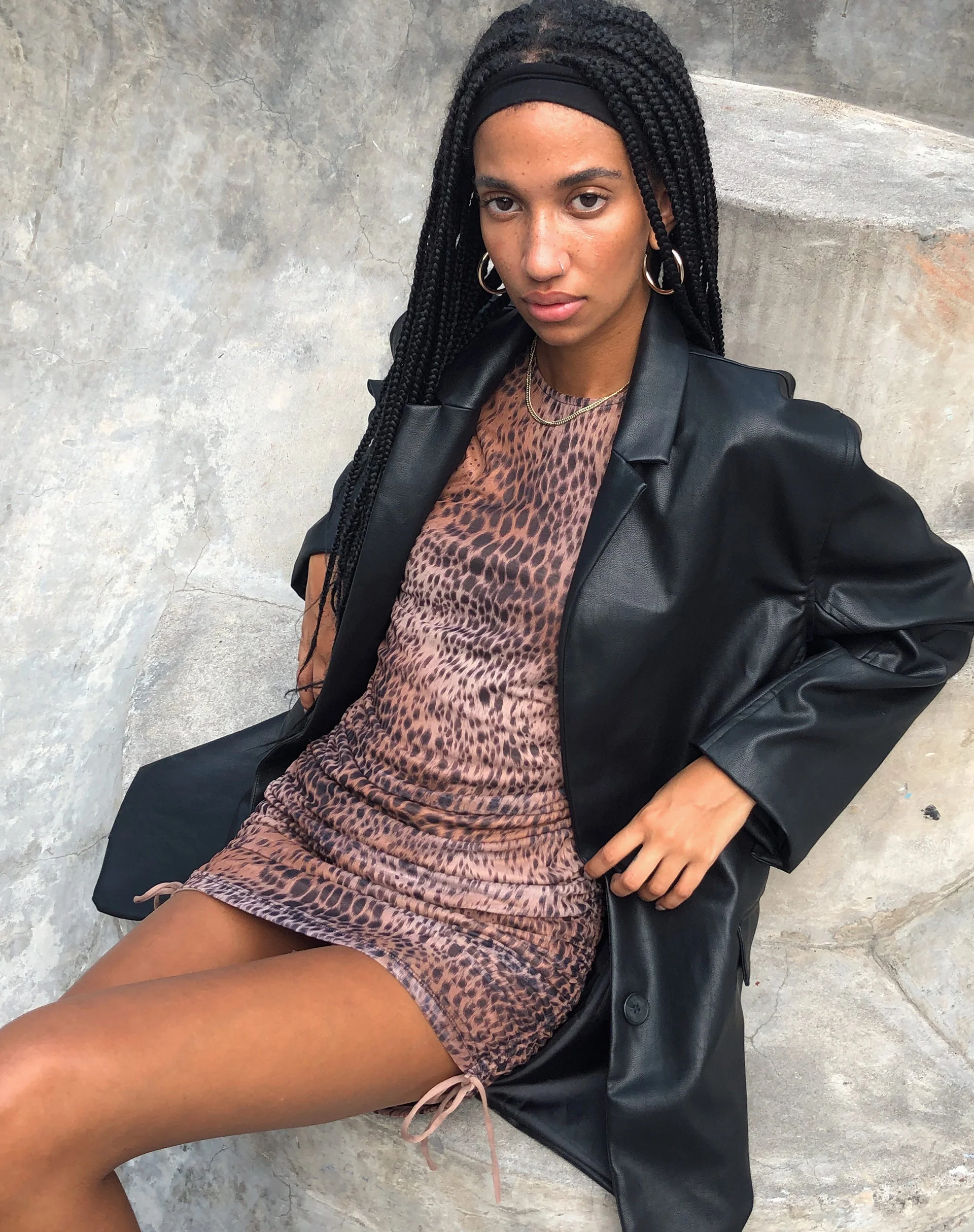 Ardilla Bodycon Dress in Gradient Cheetah Brown - Image 3