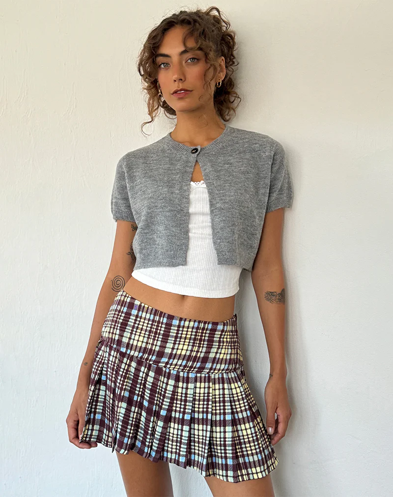 Arella Cropped Cardigan in Knit Grey - Image 3