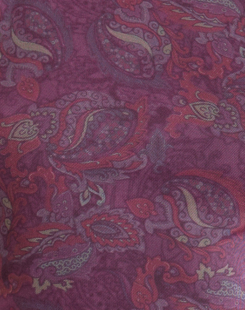 Ares Halterneck Top in Purple Regal Paisley - Image 6