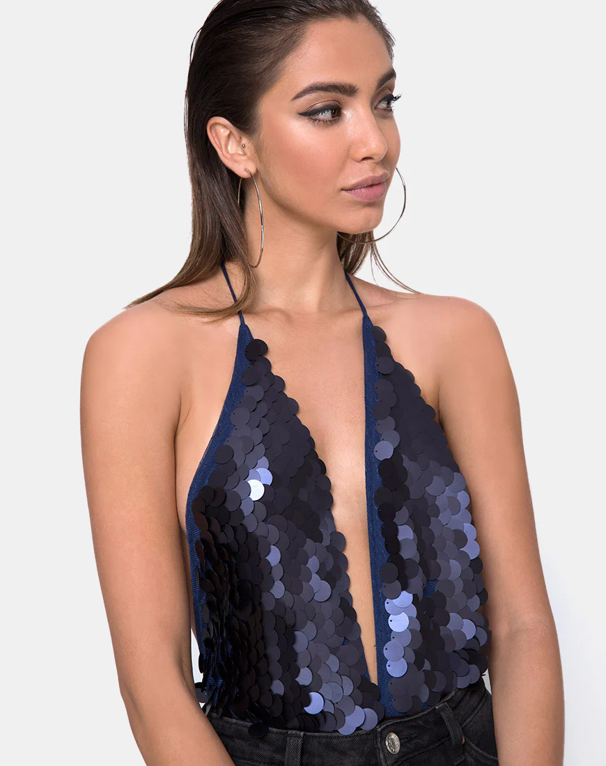 Ariel Bodice in Fishcale Dis Sequin Midnight - Image 2