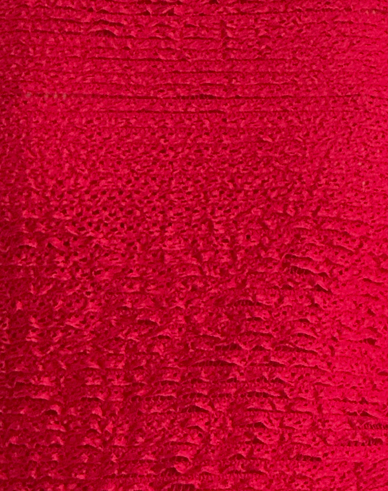 Arien Textured Mock Neck Top in Red - Image 5