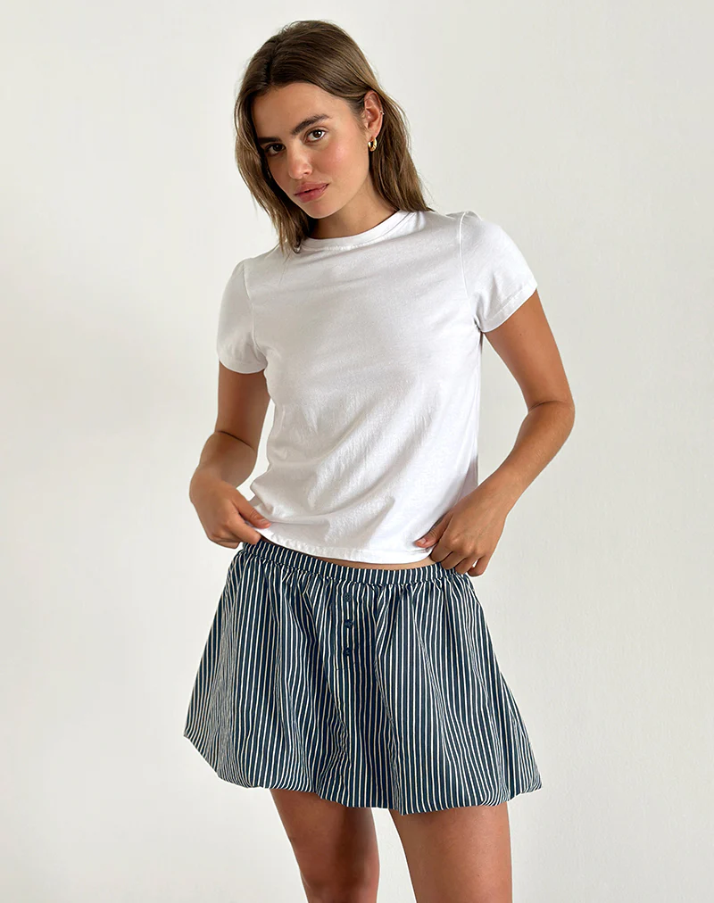 Arife Mini Skirt in Black and Grey Mono Stripe - Image 3