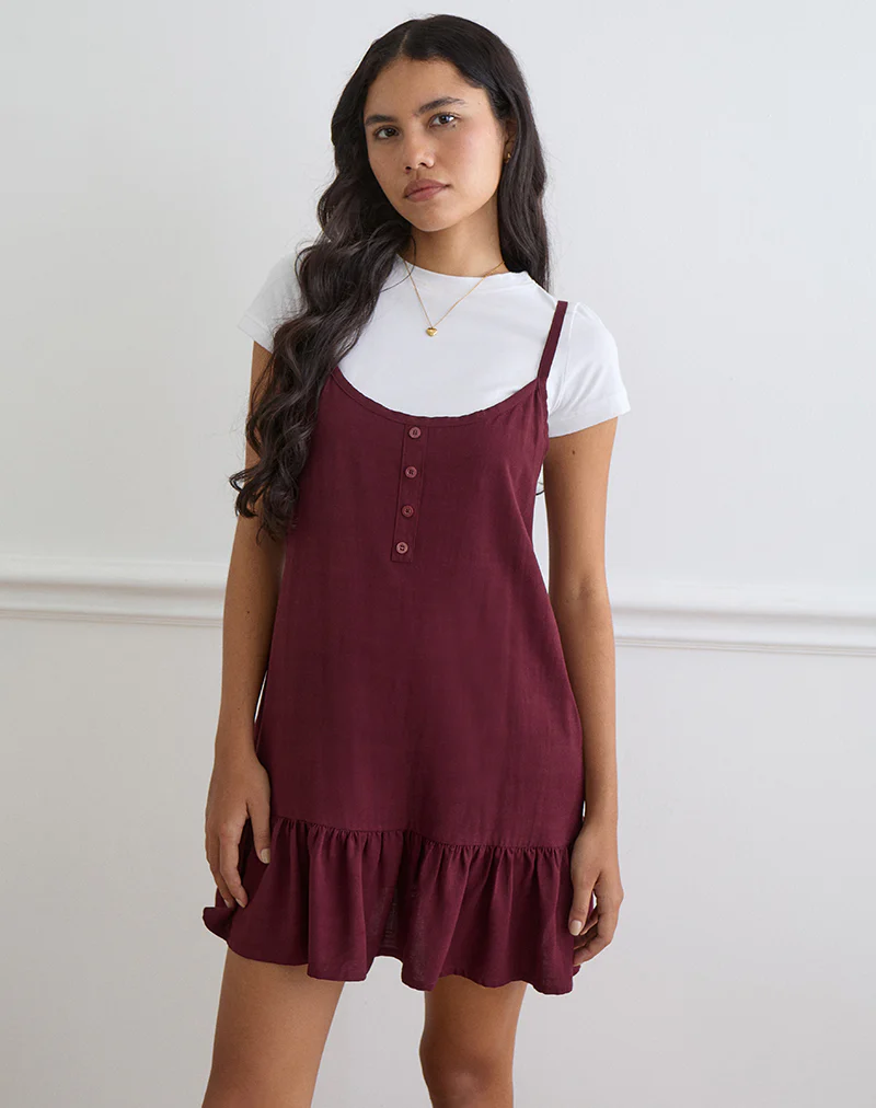Arige Mini Dress in Maroon - Image 5