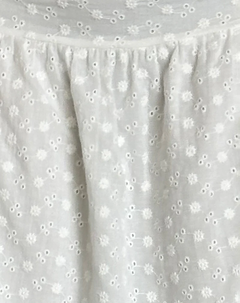Aristia Midi Skirt in Woven Broderie White - Image 6