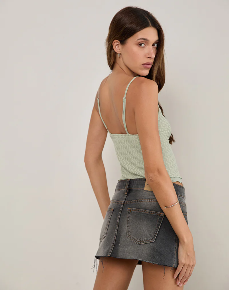 Arlina Cami Top in Zigzag Mesh Sage - Image 4