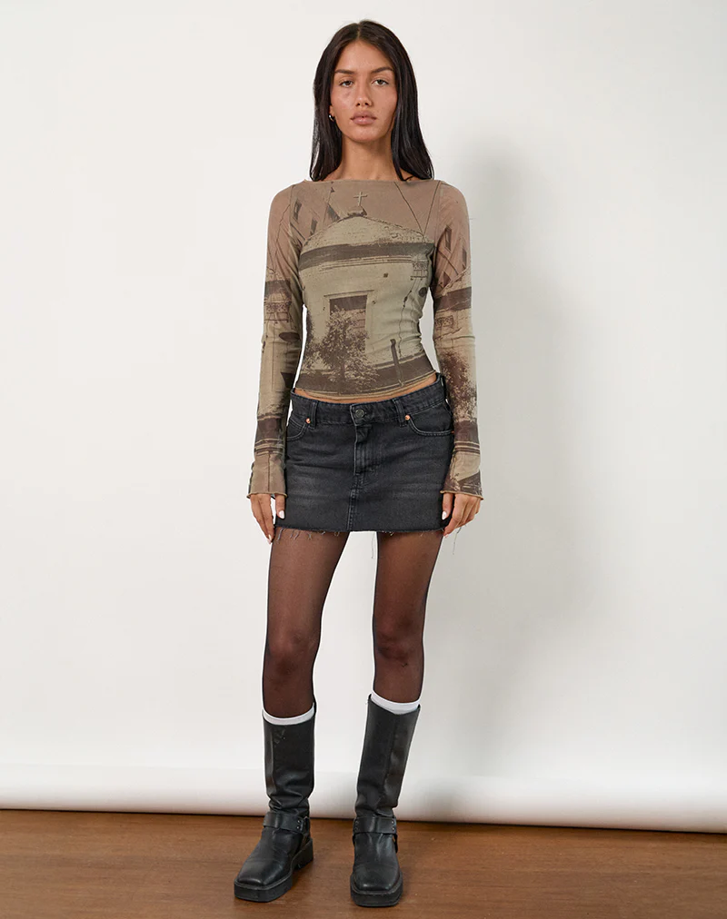 Armali Long Sleeve Top in Abstract Historical Green - Image 3