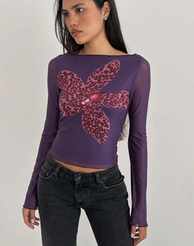 Armali Long Sleeve Top in Vibrant Orchid Purple - Image 2