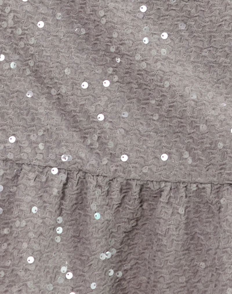 Arnault Mini Skirt in Sequin Silver - Image 5