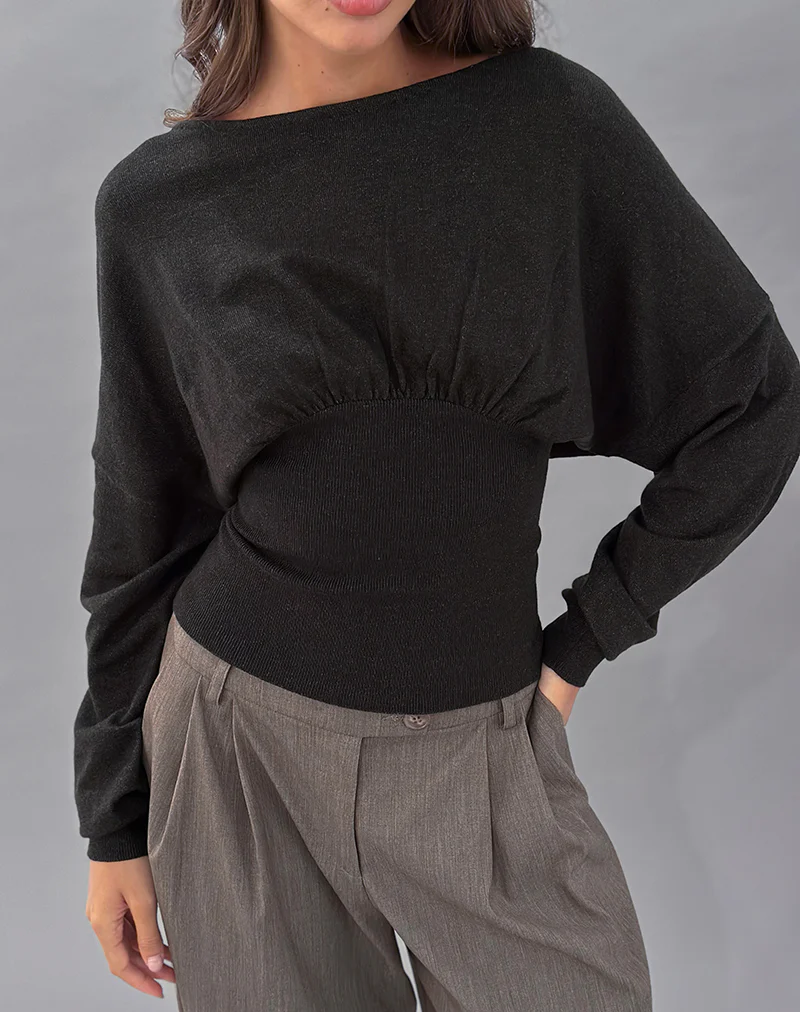 Arvel Jumper in Knit Charcoal - Image 2