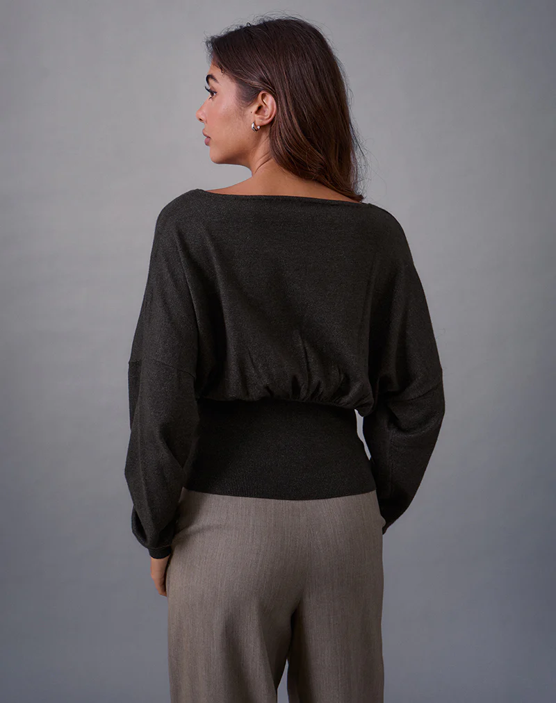Arvel Jumper in Knit Charcoal - Image 4