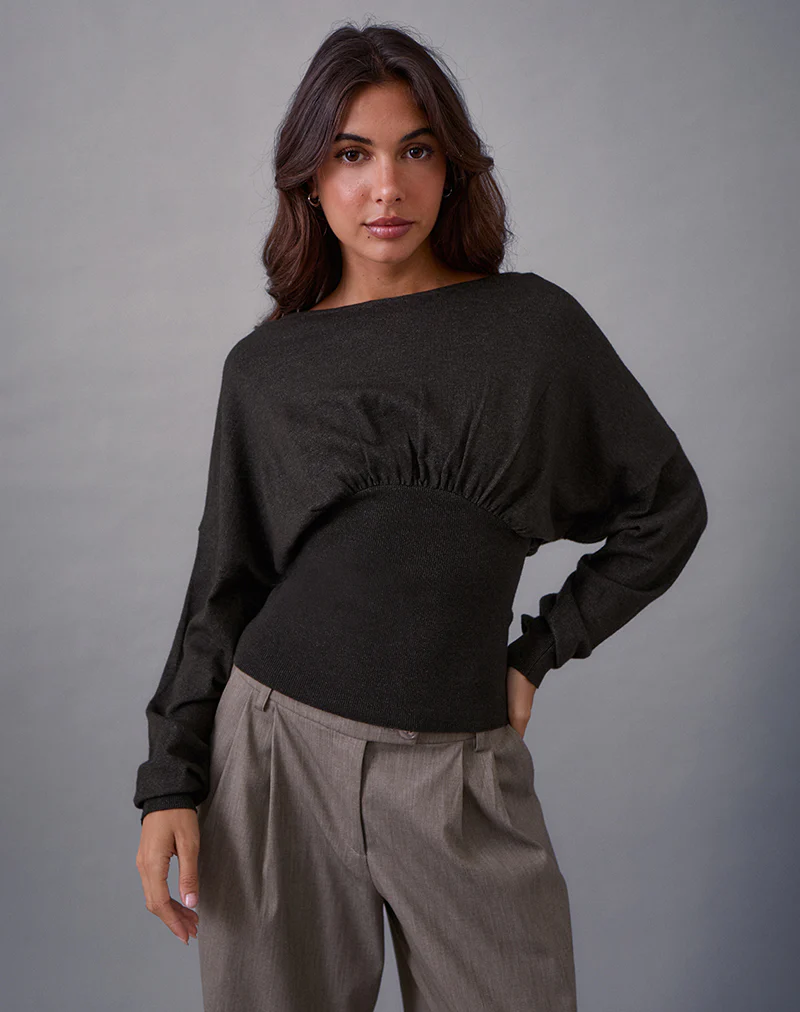 Arvel Jumper in Knit Charcoal - Image 5