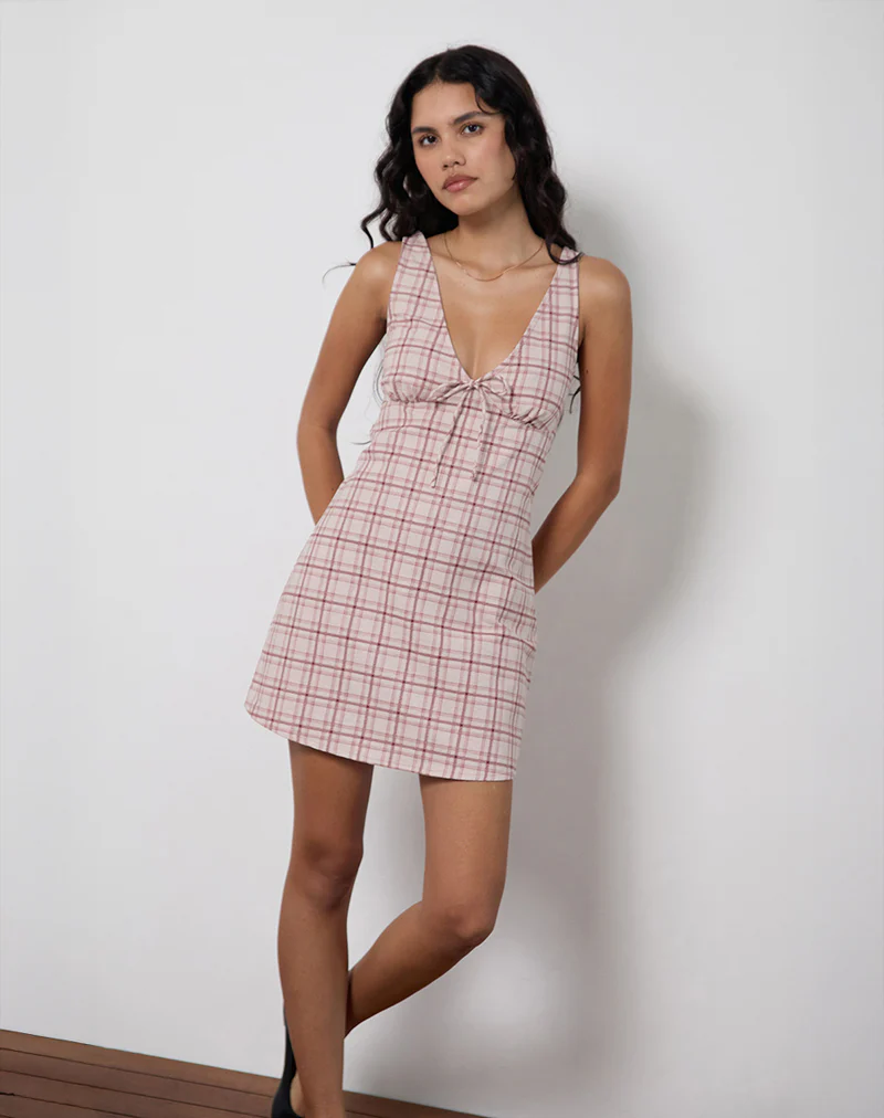 Asatari Mini Dress in Basic Tartan Pink - Image 2