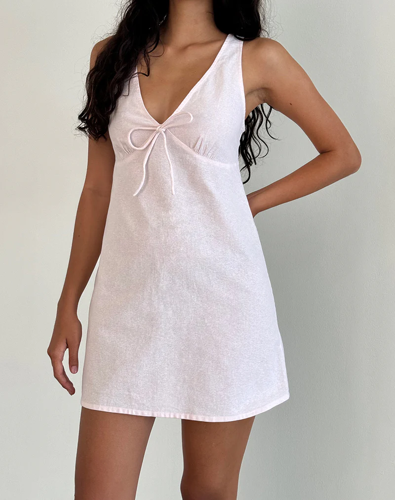 Asatari Tie Front Dress in Light Pink - Image 2