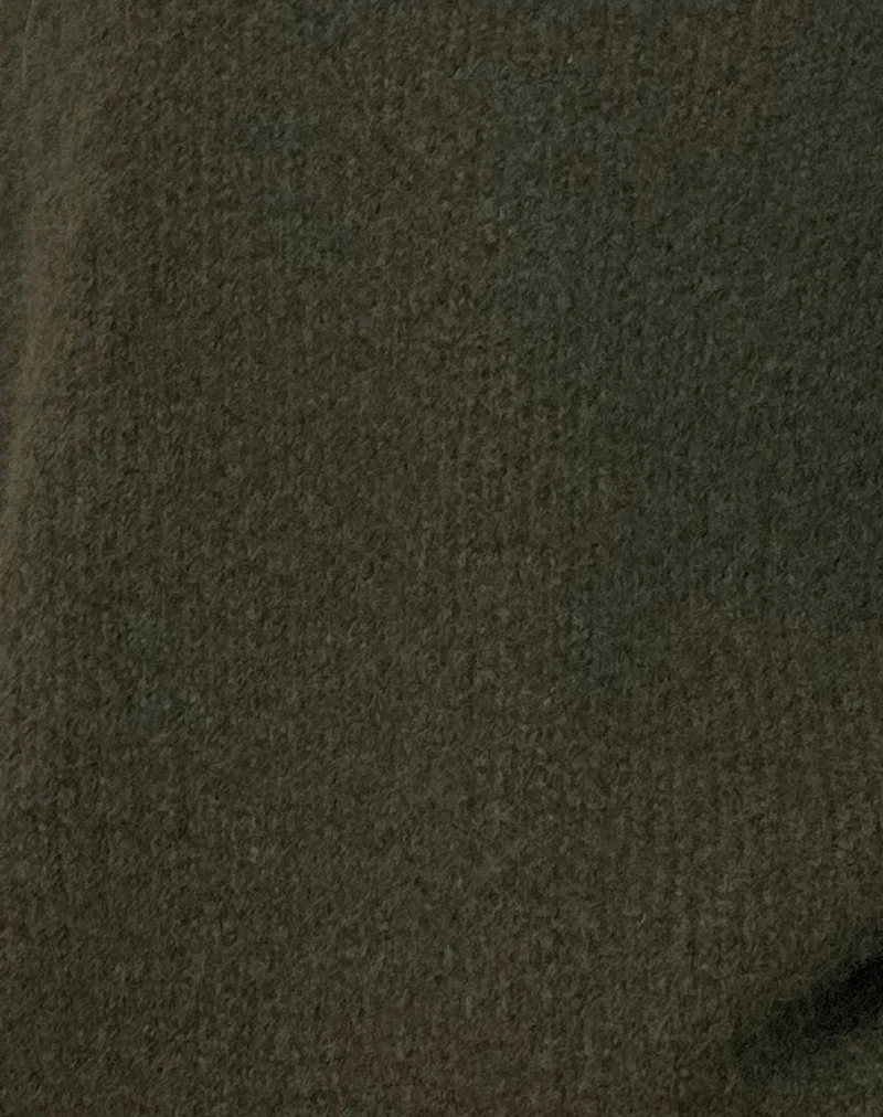Asato Chunky V Neck Jumper in Brushed Khaki - Image 6