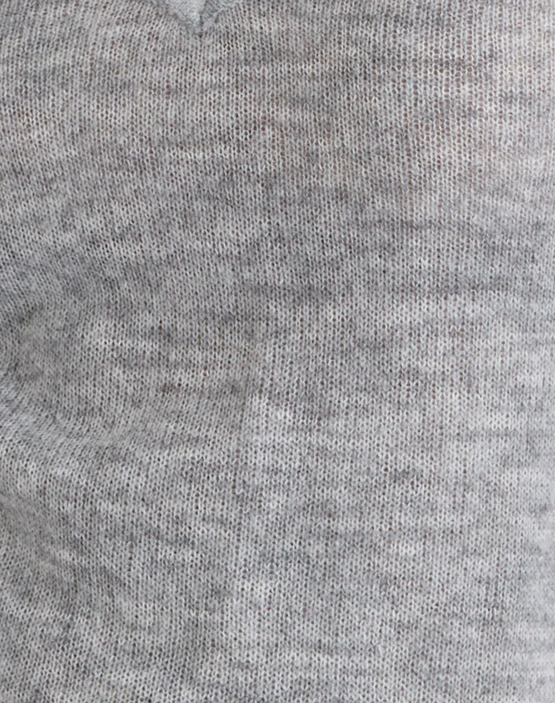 Ashla Long Sleeve Top in Sheer Knit Grey - Image 6
