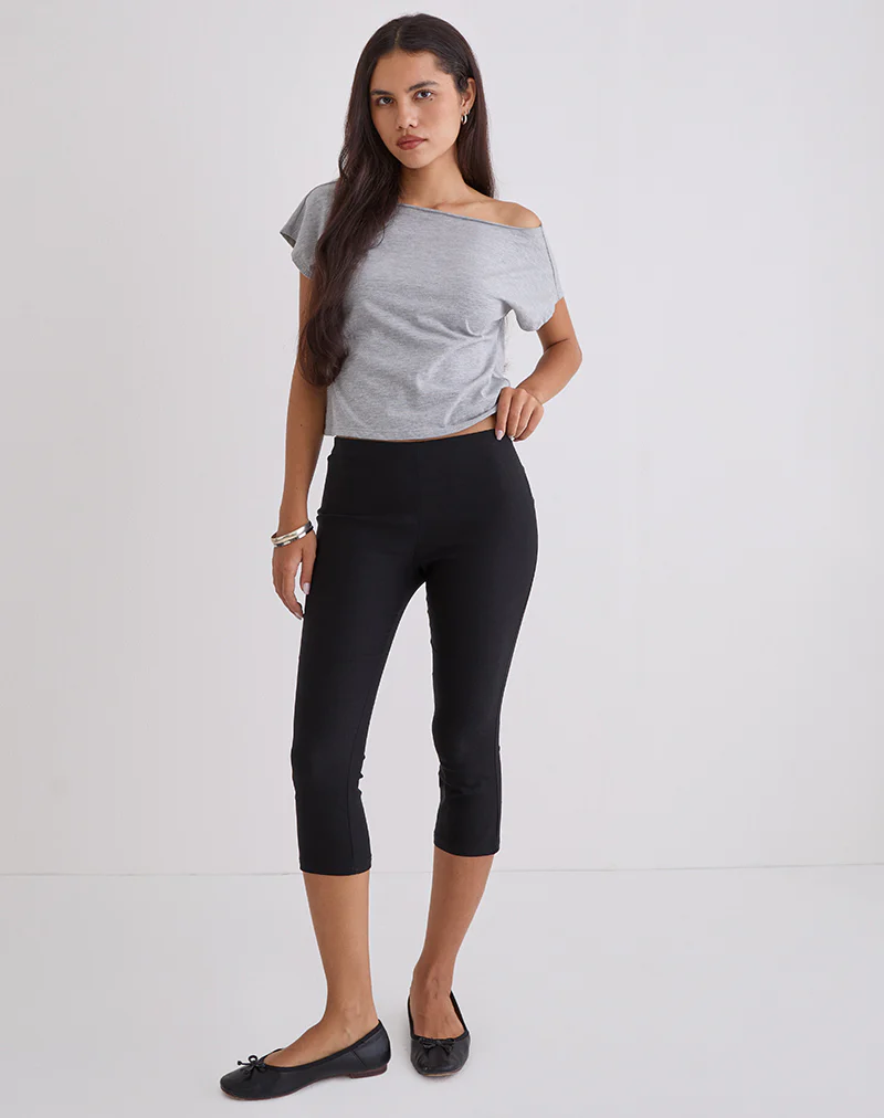 Asla Cropped Capri Trouser in Stretch Tailoring Black - Image 3