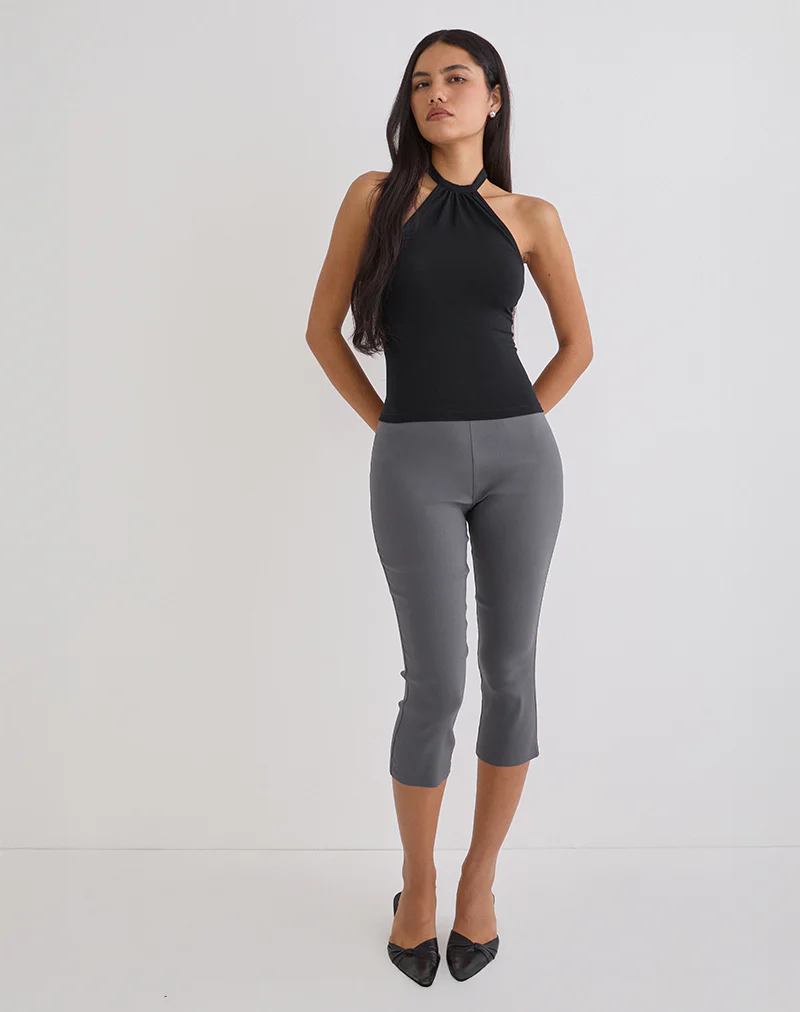 Asla Cropped Capri Trouser in Stretch Tailoring Charcoal - Image 4