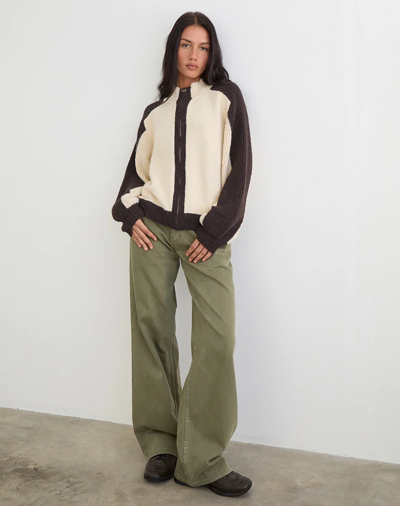 Asrar Jumper in Knit Cream and Brown - Image 5