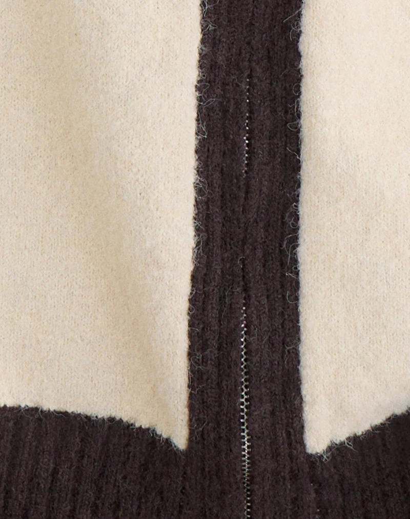 Asrar Jumper in Knit Cream and Brown - Image 6