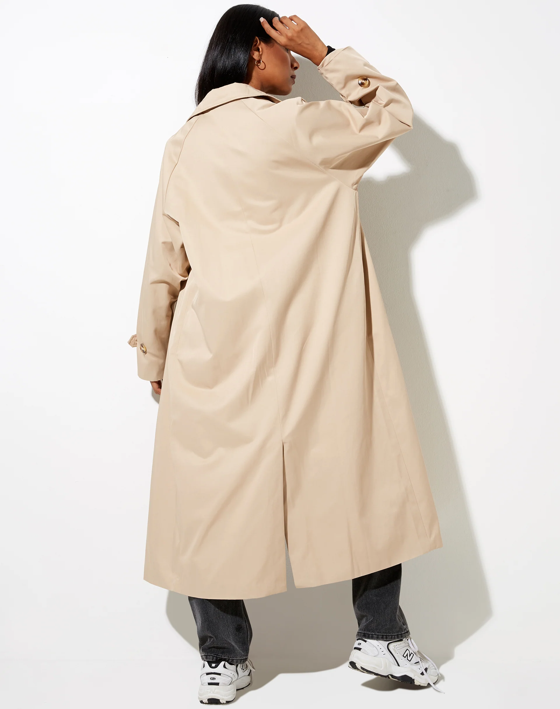 Assa Trench Coat in Beige with Stripe Lining - Image 5