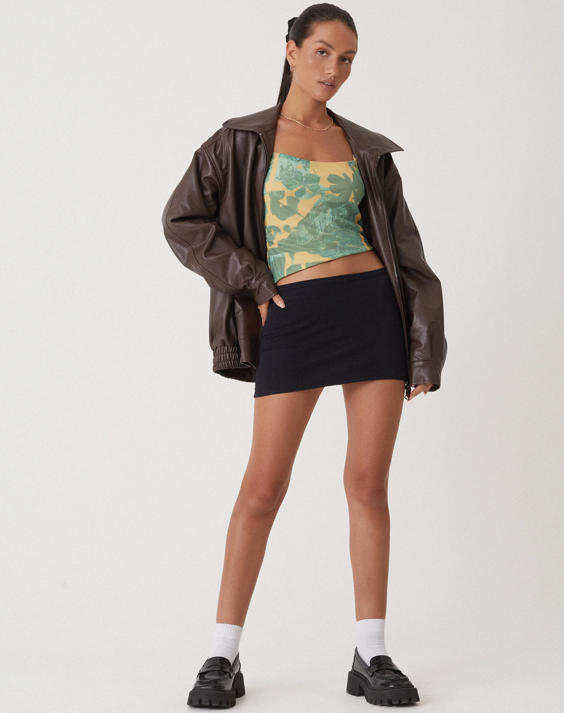 MOTEL X OLIVIA NEILL Asteria Crop Top in Collage Floral Shadow Green - Image 3