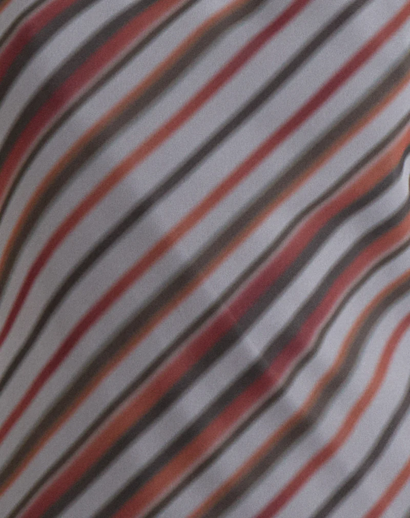 Astina Halterneck Top in Chiffon Grey and Maroon Diagonal Stripe - Image 6