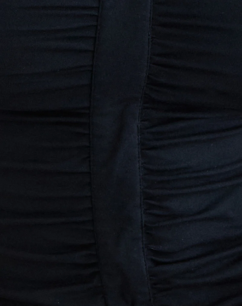 Atheia Gathered V-Neck Top in Rayon Jersey Black - Image 6