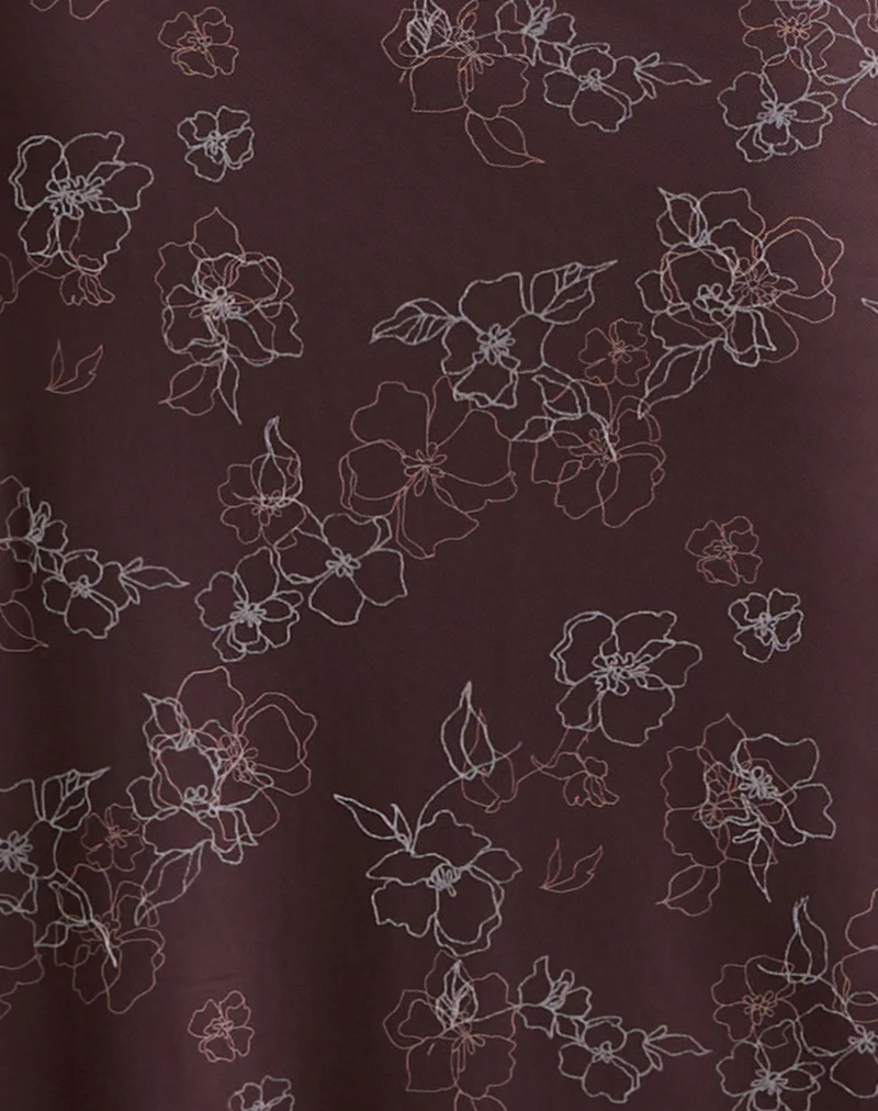 Atira Midi Skirt in Doodle Flower Flock Brown - Image 6