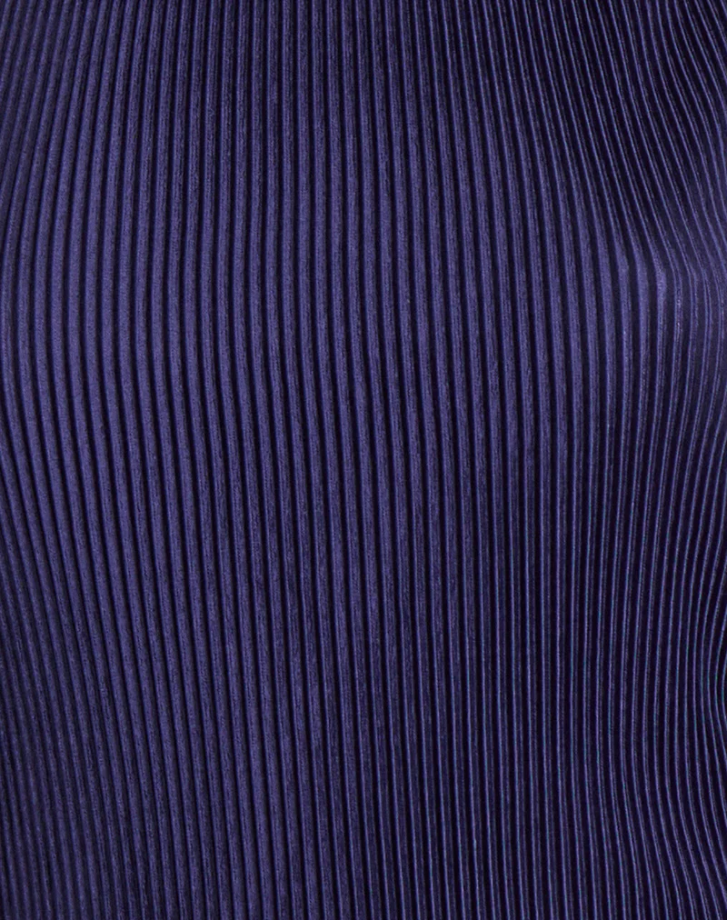 Atsila High Neck Sleeveless Top in Plisse Navy - Image 7