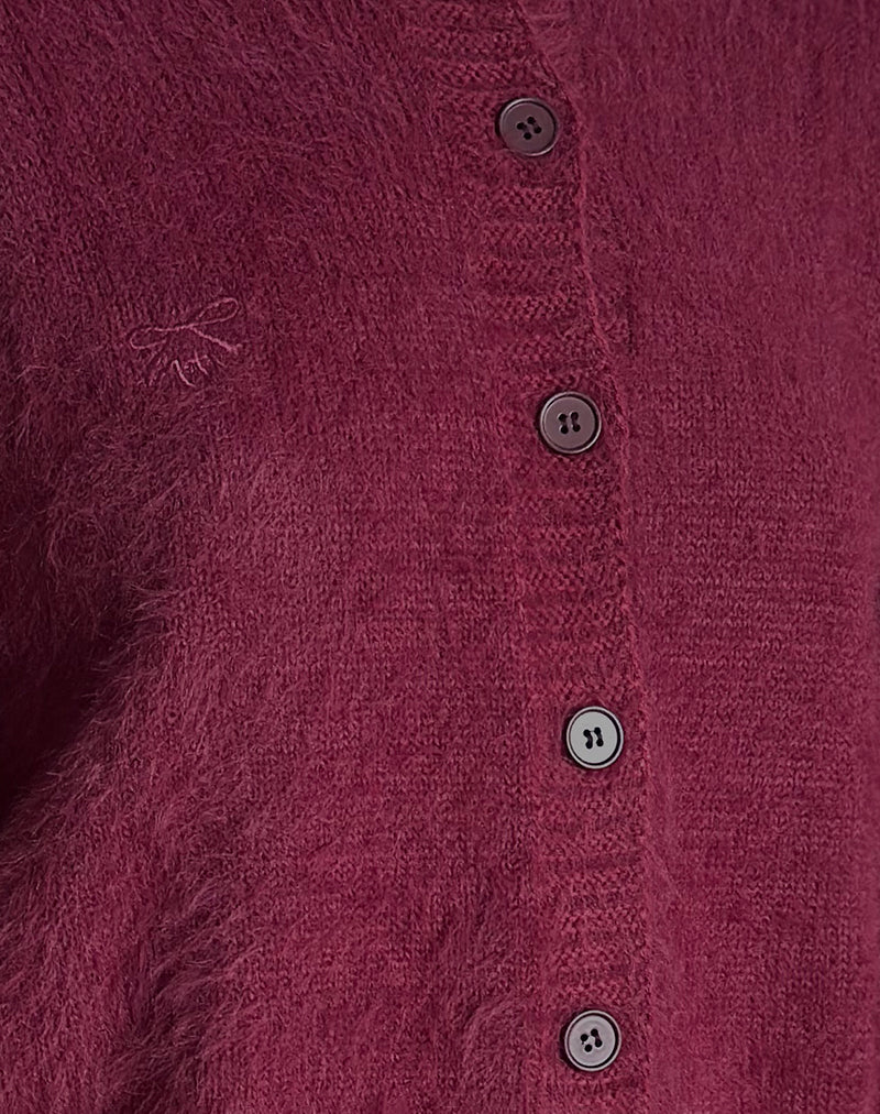 Audrina Cardigan in Fluffy Burgundy - Image 6