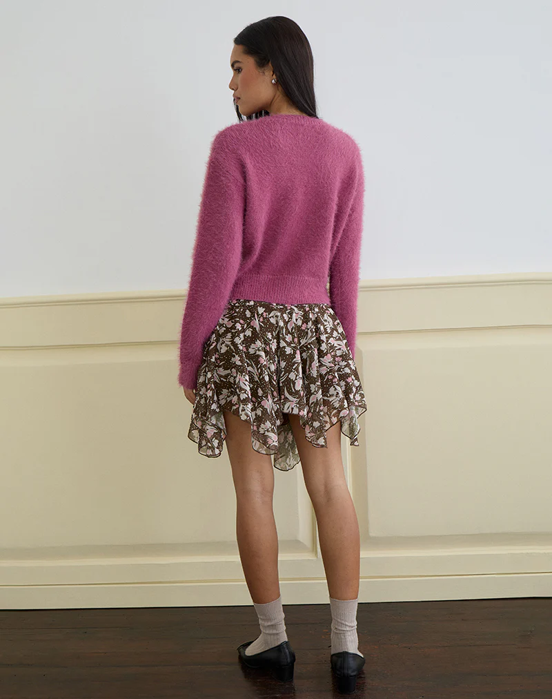 Audrina Cardigan in Fluffy Knit Grape - Image 4