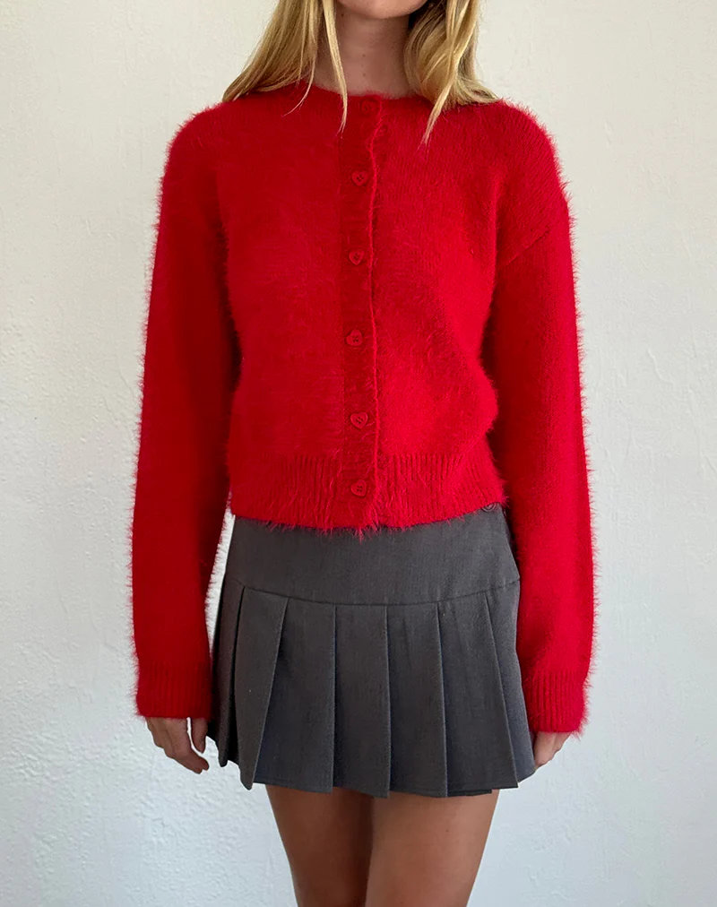 Audrina Cardigan in Fluffy Red - Image 2