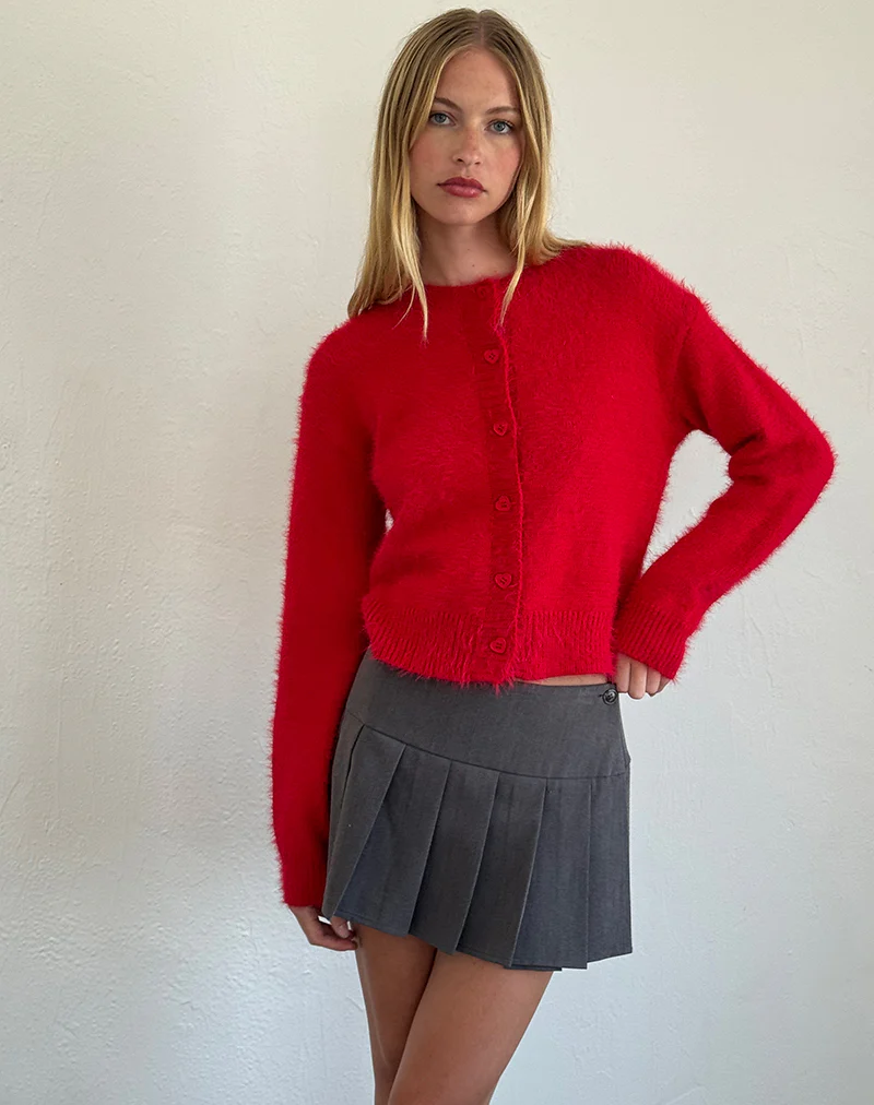Audrina Cardigan in Fluffy Red - Image 3