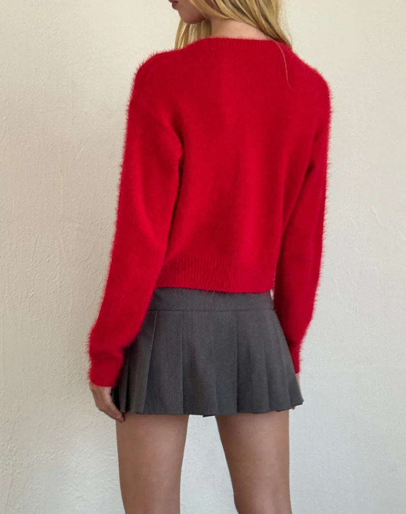 Audrina Cardigan in Fluffy Red - Image 4