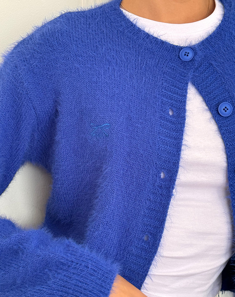 Audrina Cardigan in Fluffy Cobalt Blue - Image 5