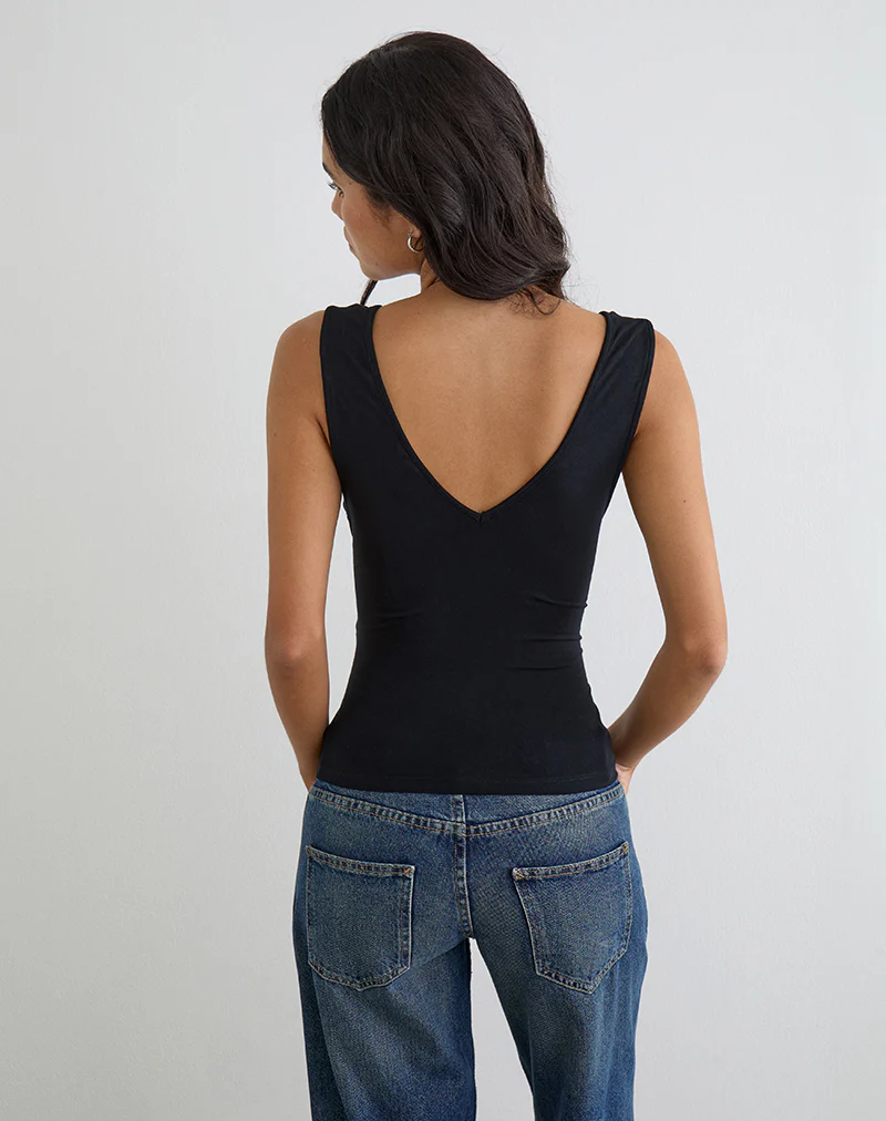 August Tank Top in Rayon Jersey Black - Image 4