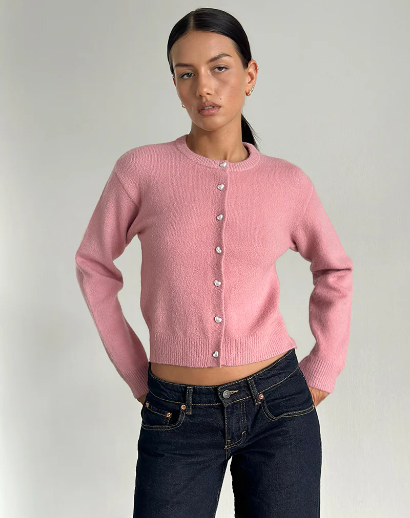 Aura Cardigan in Dusty Pink - Image 5