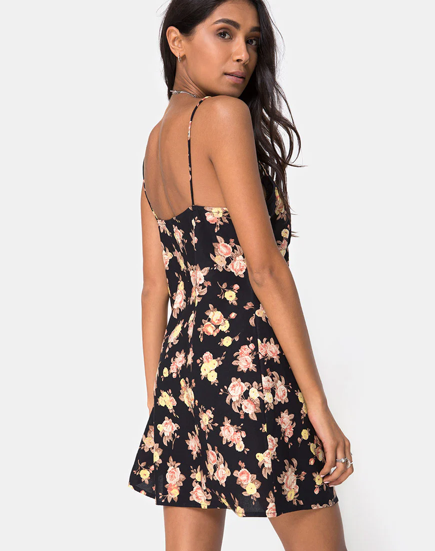 Auvaly Slip Dress in Antique Rose Black - Image 2