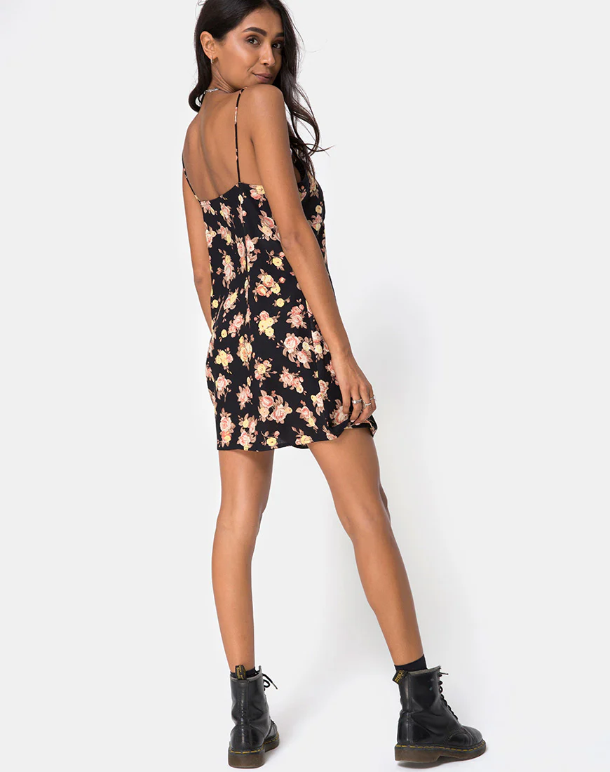 Auvaly Slip Dress in Antique Rose Black - Image 4