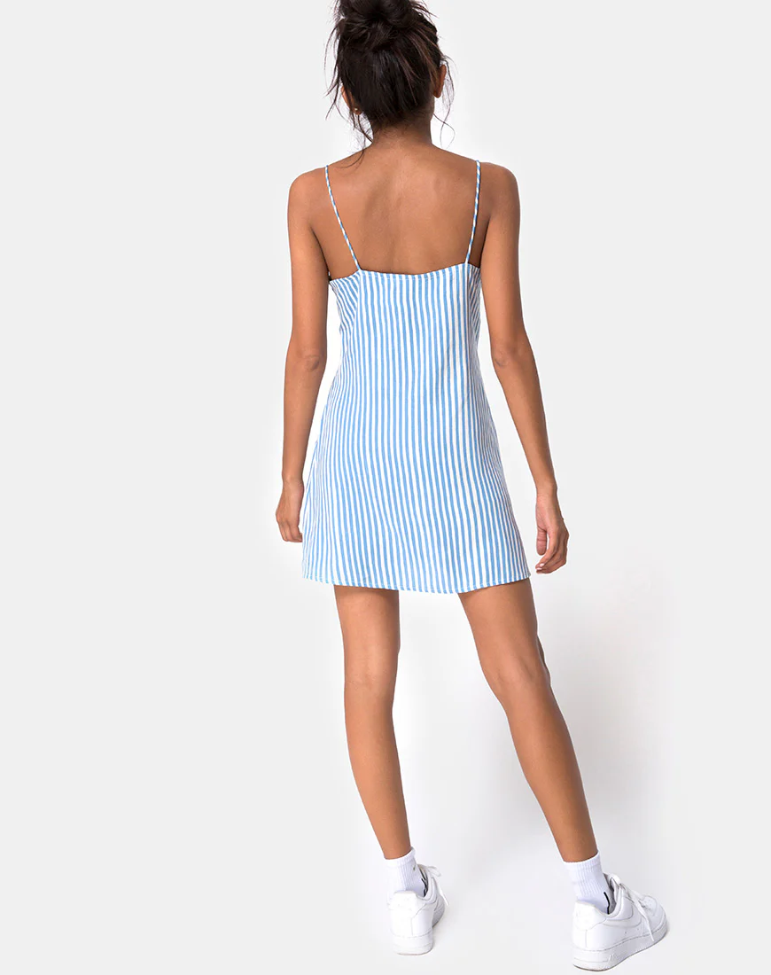 Auvaly Slip Dress in Basic Stripe Blue and White - Image 5