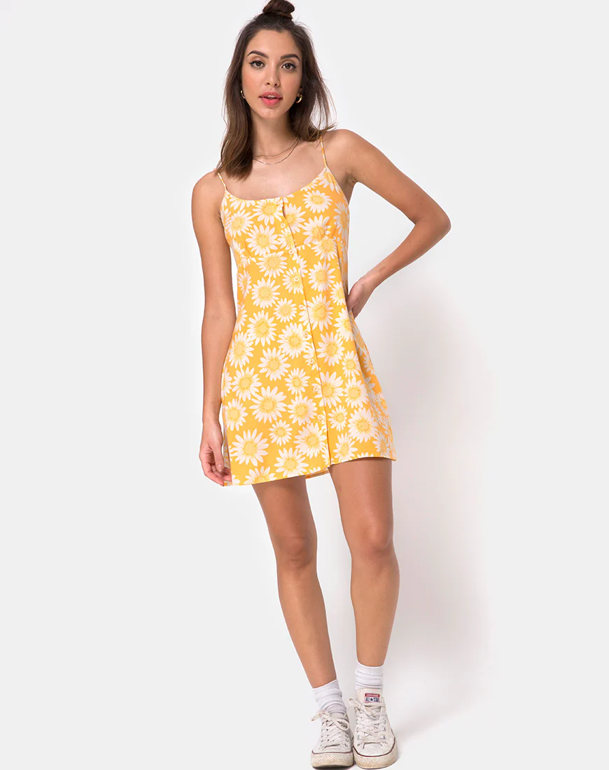 Auvaly Slip Dress in Sunkissed Floral Yellow - Image 3
