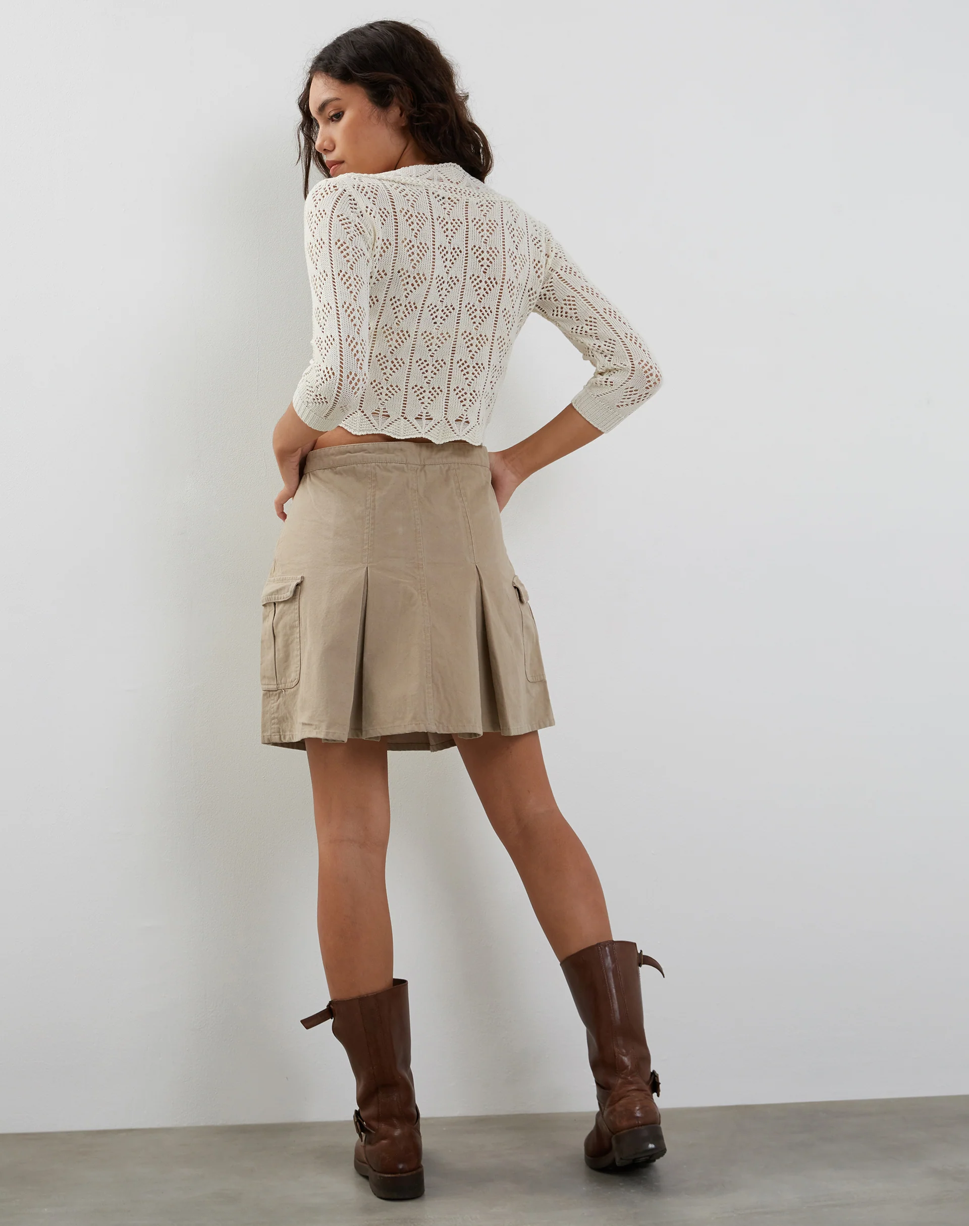 Avery Ribbon Tie Front Cardigan in Ivory - Image 2