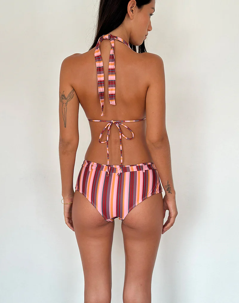 Avi Swim Short in Vertical Mix Stripe with Belt - Image 4