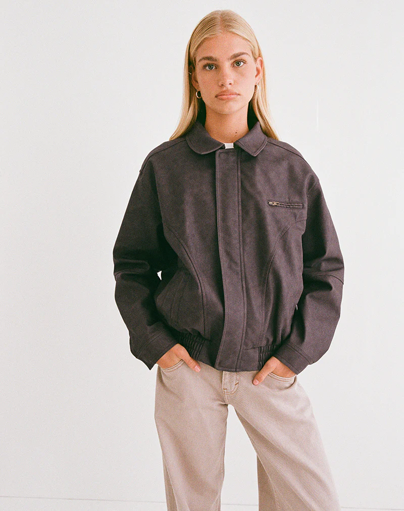 Aviara Jacket In PU Dark Brown - Image 3