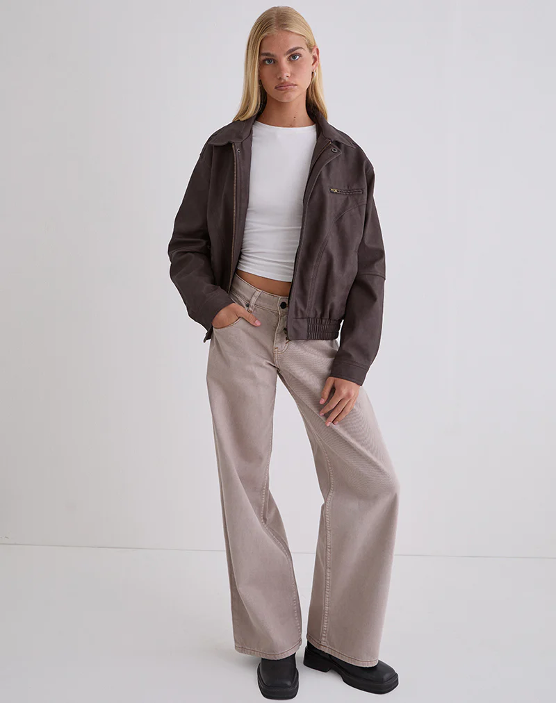 Aviara Jacket In PU Dark Brown - Image 4