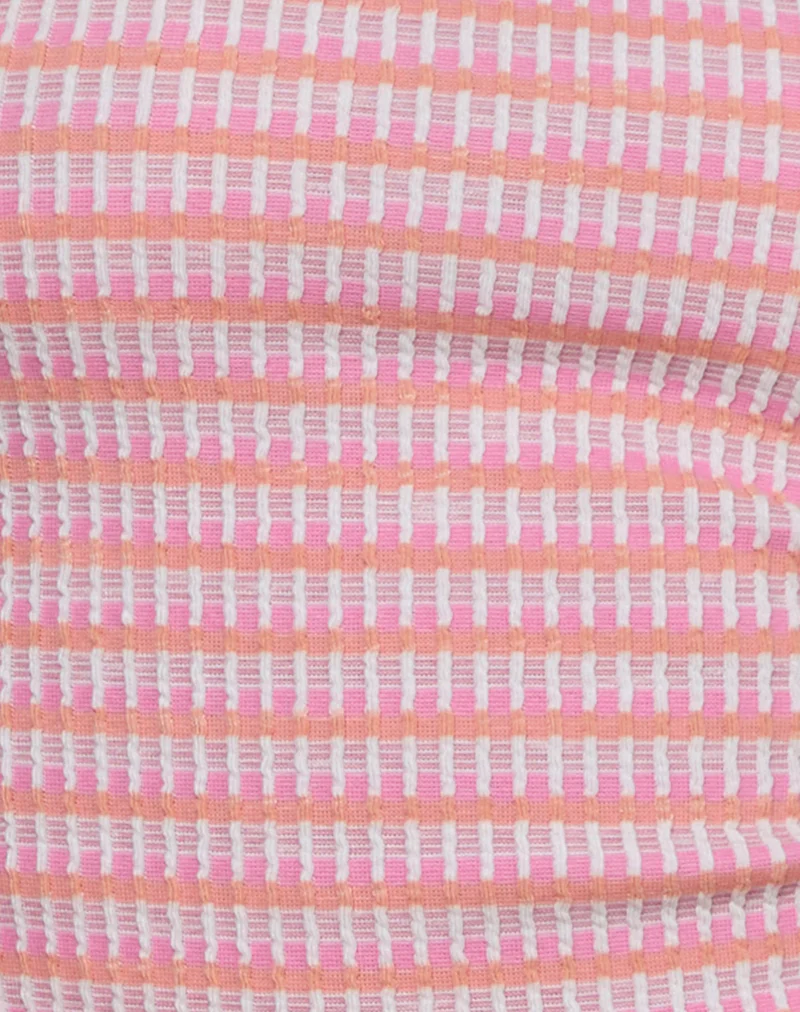 Aviel Top in Textured Rib Stripe Pink - Image 6