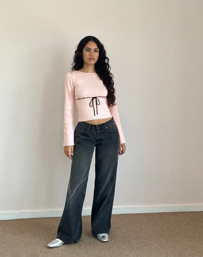Awdella Top in Blush Pink with Black - Image 4