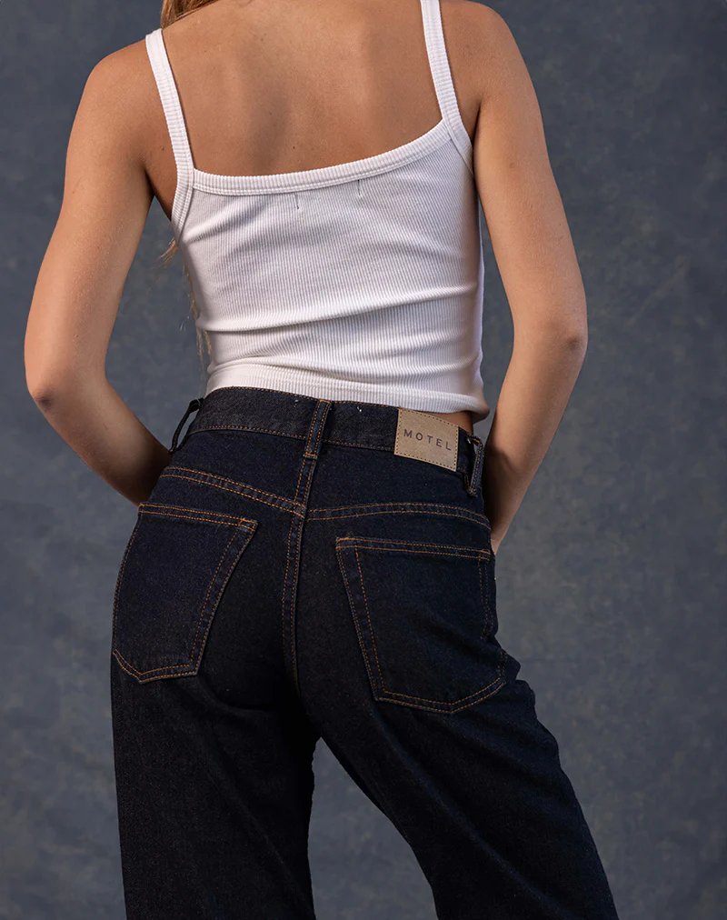 Mid Rise Awkward Parallel Jeans in Indigo - Image 3