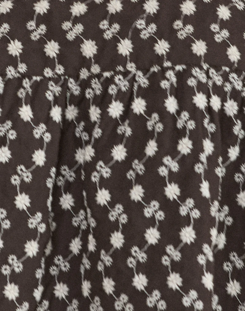 Axoni Square Neck Blouse in Floral Broderie Brown - Image 6