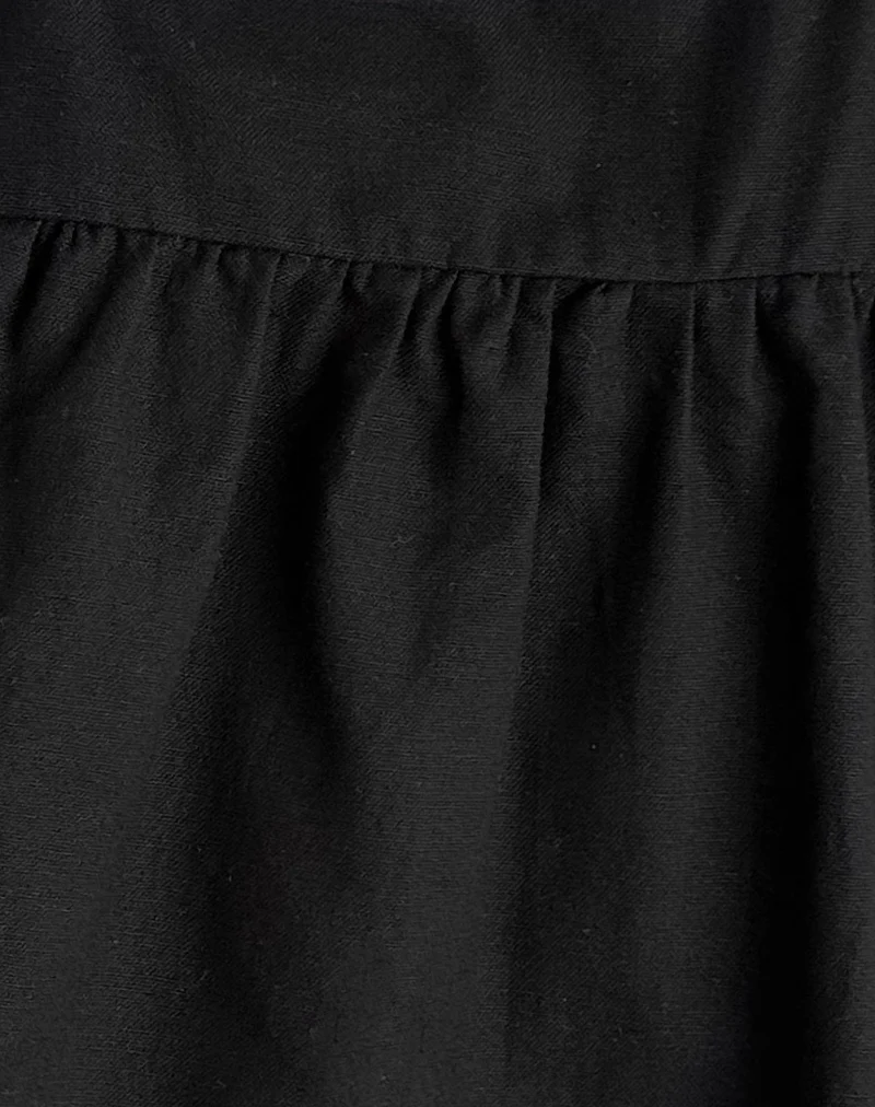 Axoni Square Neck Blouse in Linen Black - Image 6